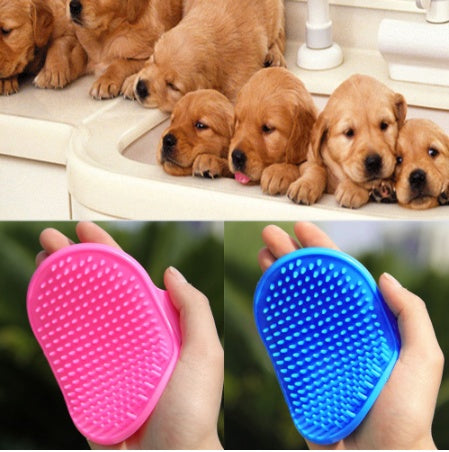 HKM-4426557 Dual-Color Elliptical Dog Bath Brush for Gentle Grooming and Cleaning
