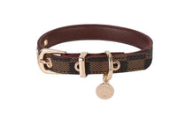HKM-4426685 Floral Pattern PU Leather Pet Collar with Matching Leash - Milky White, Brown, Dark Gray Plads