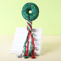 HKM-442707 Christmas Cotton Rope Plush Dog Toy - Bite Resistant Snowman Donut Design for Teeth Grinding