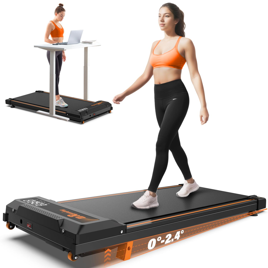 HKM-442771 Compact Treadmill with Remote Control, Display Screen, Three-Level Incline, and Easy-Move Wheels for Indoor Aerobic Exercise