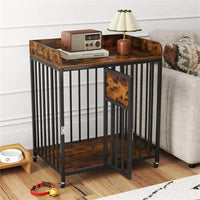 HKM-4428349 2-in-1 Pet Crate Furniture with Lockable Wheels and Sturdy Metal Frame for Small Dogs