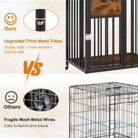 HKM-4428349 2-in-1 Pet Crate Furniture with Lockable Wheels and Sturdy Metal Frame for Small Dogs