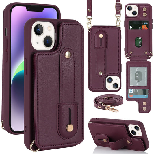 HKM-442835 Multi-Functional TPU Phone Case with Card Holder and Kickstand for iPhone 14, 15, 16 Series