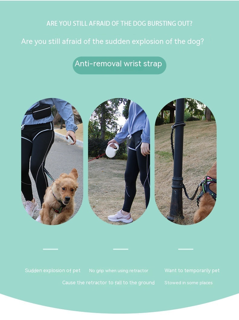 HKM-4428477 Hands-Free Dog Leash with Wrist Strap for Easy Walking, Multiple Color Options Available