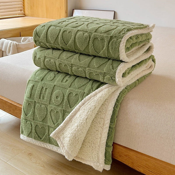 HKM-442899 Solid Color Thickened Flannel Blanket for All Seasons - Available in Two Sizes