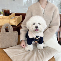 HKM-4429245 Thick Warm Polar Fleece Dog Jacket for Autumn and Winter - Available in Navy Blue and Khaki, Sizes XS to XL