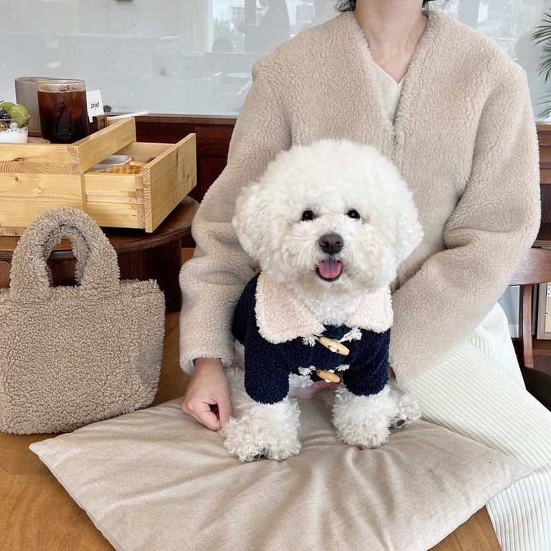 HKM-4429245 Thick Warm Polar Fleece Dog Jacket for Autumn and Winter - Available in Navy Blue and Khaki, Sizes XS to XL