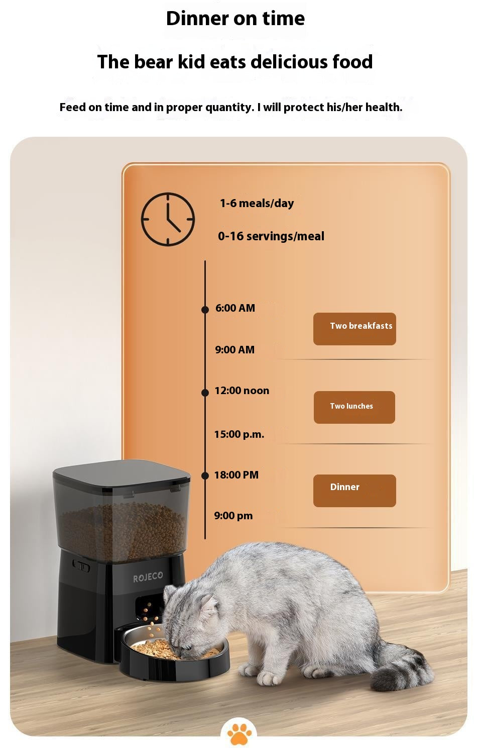 HKM-4429501 Automatic Pet Feeder with 2L Capacity and Stainless Steel Bowl