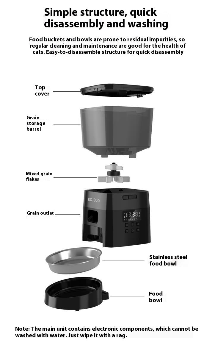 HKM-4429501 Automatic Pet Feeder with 2L Capacity and Stainless Steel Bowl
