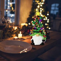 HKM-443027 Ceramic Dwarf Lantern with LED Light - Green Resin Table Ornament