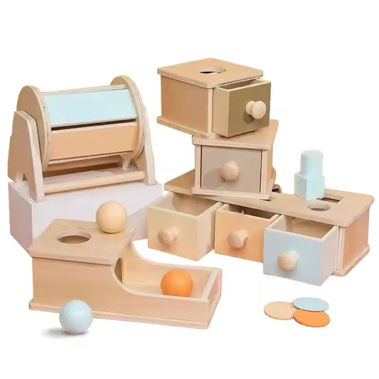 HKM-443027 Montessori Wooden Coin Box Drawer Game for Early Learning and Development