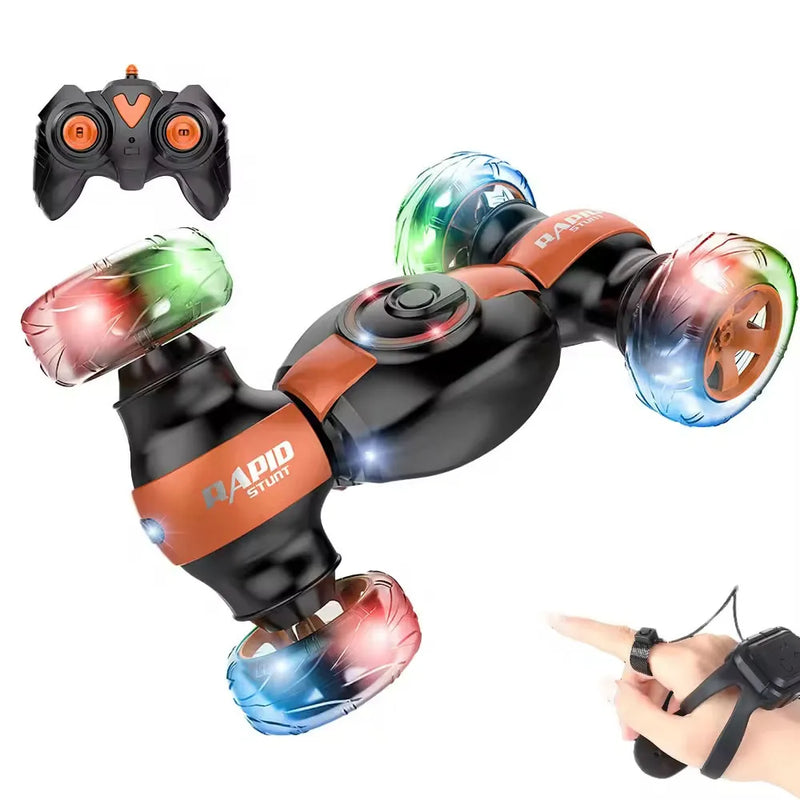 HKM-443155 360° Flip Remote Control Stunt Car with Lights & Music, Dual Remote Control and Gesture Features