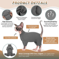 HKM-4431933 Soft Warm Turtleneck Sweater for Hairless Cats and Puppies - Comfortable Winter Pajamas with Sleeves