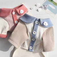 HKM-4432829 Ribbed Yorkshire Small Puppy Costume in Blue and Pink, Sizes XS to XXL