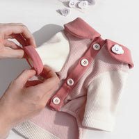 HKM-4432829 Ribbed Yorkshire Small Puppy Costume in Blue and Pink, Sizes XS to XXL