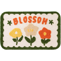 HKM-443283 Absorbent Non-Slip Polyester Toilet Floor Mat with Simple Flower Design