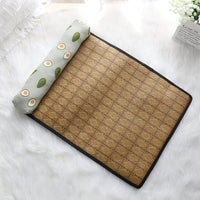 HKM-4434493 Cooling Rattan Pet Mat Pillow Cushion with Durable Edging and Non-Slip Bottom, Multiple Sizes Available