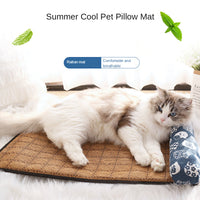 HKM-4434493 Cooling Rattan Pet Mat Pillow Cushion with Durable Edging and Non-Slip Bottom, Multiple Sizes Available