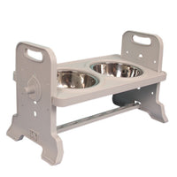 HKM-4434621 Height Adjustable Pet Feeding Table with Double Stainless Steel Bowls - Suitable for Cats and Small Dogs