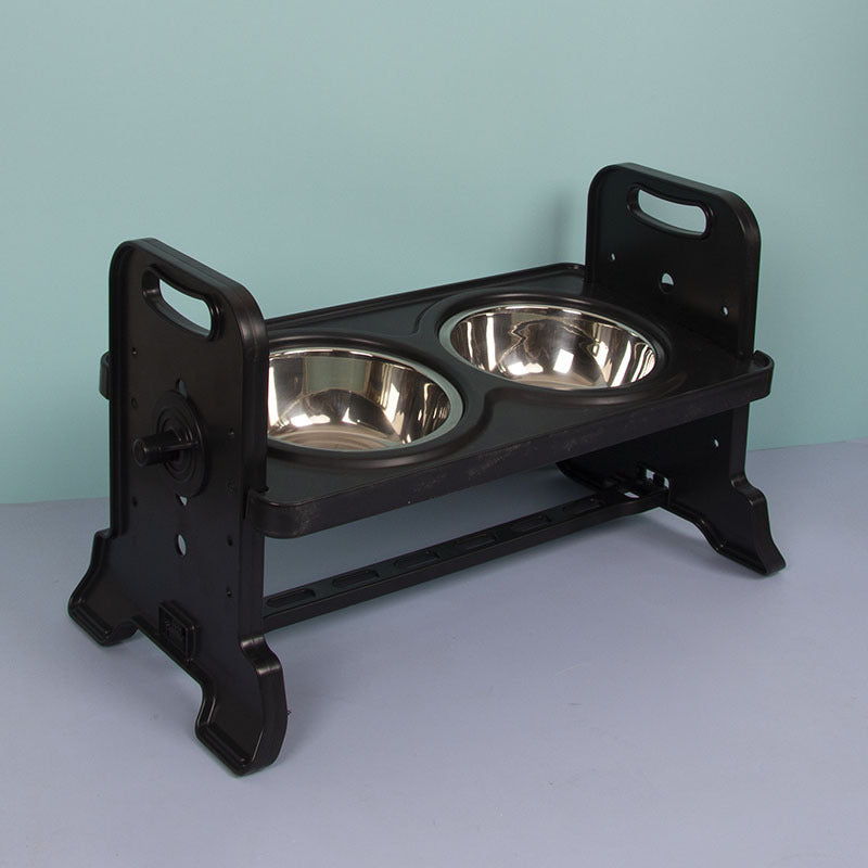 HKM-4434621 Height Adjustable Pet Feeding Table with Double Stainless Steel Bowls - Suitable for Cats and Small Dogs