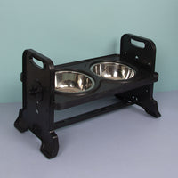 HKM-4434621 Height Adjustable Pet Feeding Table with Double Stainless Steel Bowls - Suitable for Cats and Small Dogs