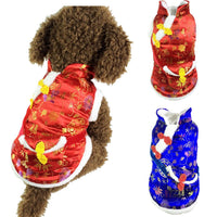 HKM-4435005 Red Envelope Bag Tang Suit for Pets in Red and Blue, Silk and Cotton Blend, Suitable for New Year Celebrations