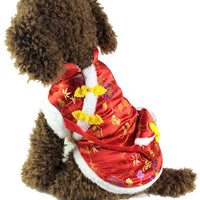 HKM-4435005 Red Envelope Bag Tang Suit for Pets in Red and Blue, Silk and Cotton Blend, Suitable for New Year Celebrations