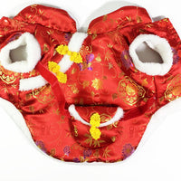HKM-4435005 Red Envelope Bag Tang Suit for Pets in Red and Blue, Silk and Cotton Blend, Suitable for New Year Celebrations