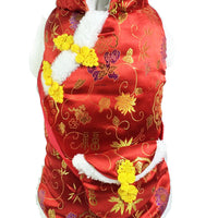 HKM-4435005 Red Envelope Bag Tang Suit for Pets in Red and Blue, Silk and Cotton Blend, Suitable for New Year Celebrations