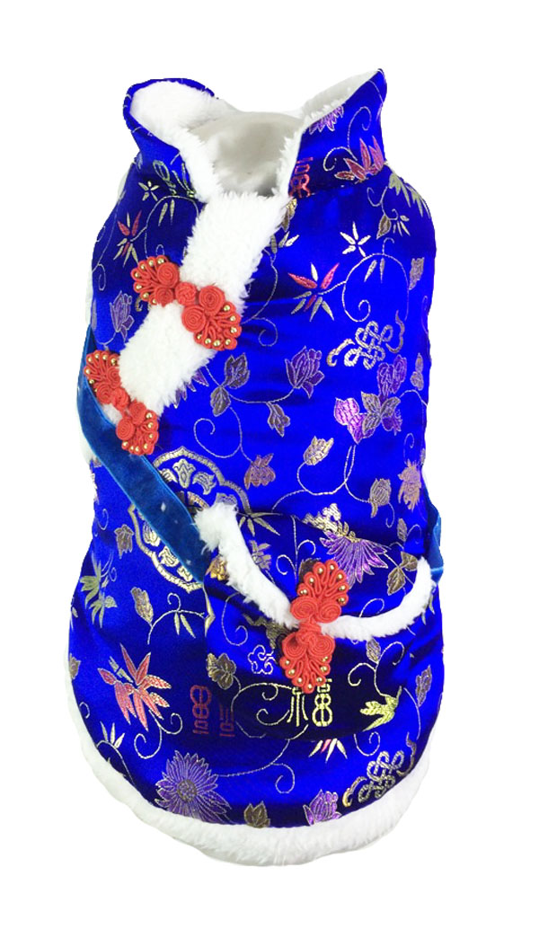 HKM-4435005 Red Envelope Bag Tang Suit for Pets in Red and Blue, Silk and Cotton Blend, Suitable for New Year Celebrations