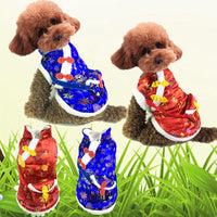 HKM-4435005 Red Envelope Bag Tang Suit for Pets in Red and Blue, Silk and Cotton Blend, Suitable for New Year Celebrations