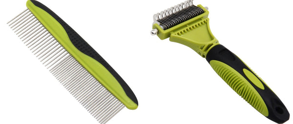 HKM-4436029 Double-Sided Pet Knot Comb for Cats and Dogs ¨C TPR/PP/Stainless Steel, Compact Design
