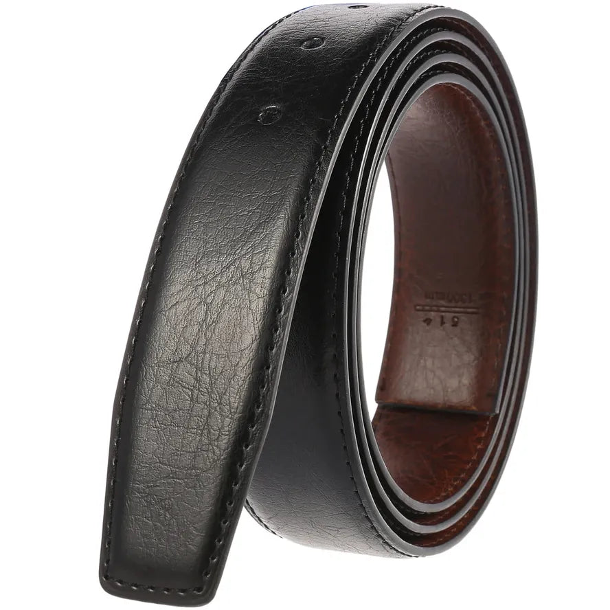 HKM-443603 Men's 3.1cm Adjustable Business Belt without Buckle, Elegant Design for Professional Wear