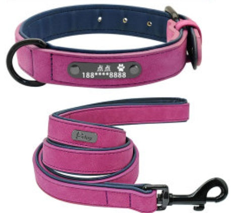 HKM-4436285 Custom Microfiber Leather Dog Tag Identity Card with Adjustable Collar and Double D Buckle