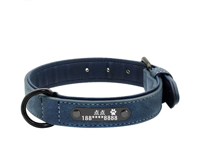 HKM-4436285 Custom Microfiber Leather Dog Tag Identity Card with Adjustable Collar and Double D Buckle