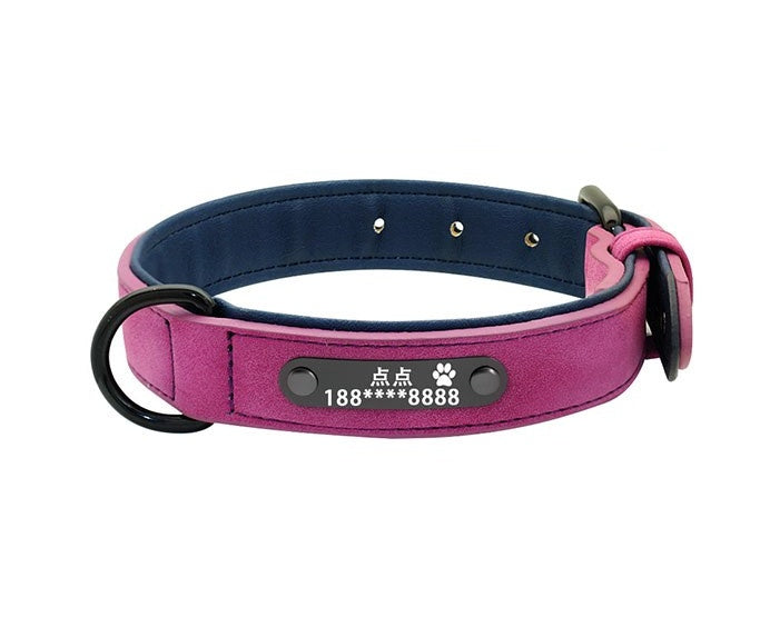 HKM-4436285 Custom Microfiber Leather Dog Tag Identity Card with Adjustable Collar and Double D Buckle