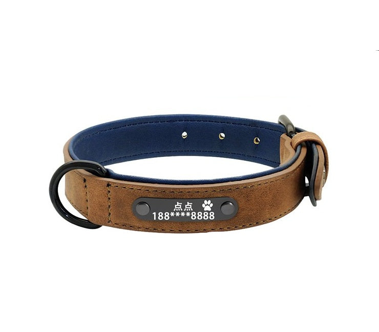 HKM-4436285 Custom Microfiber Leather Dog Tag Identity Card with Adjustable Collar and Double D Buckle