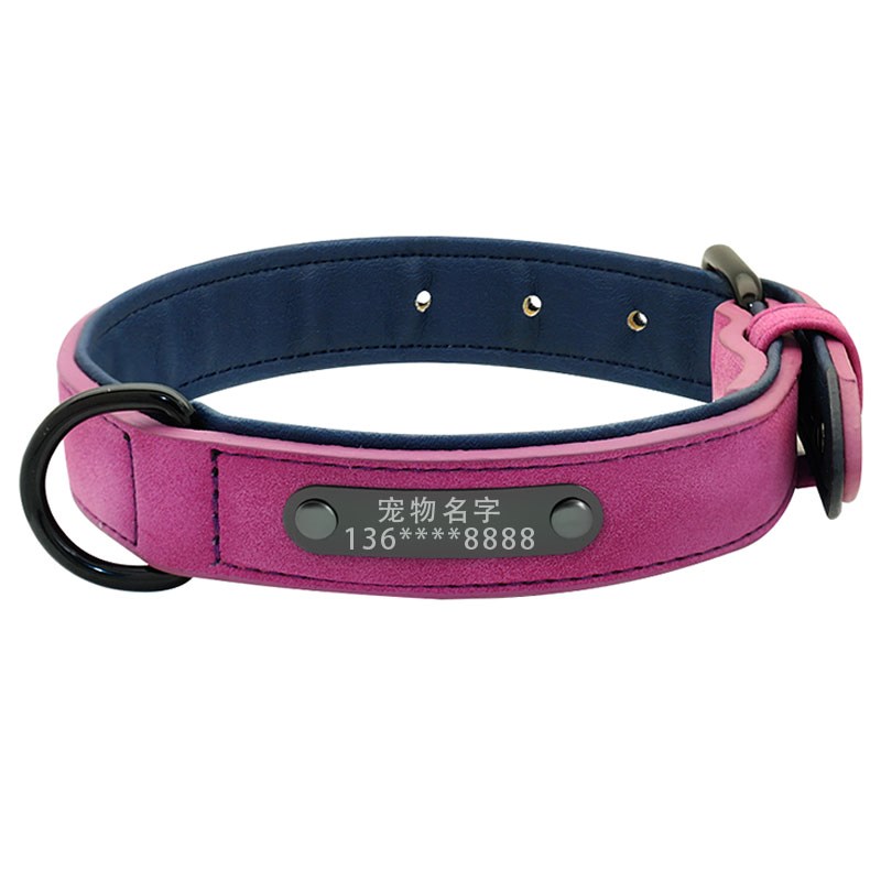 HKM-4436285 Custom Microfiber Leather Dog Tag Identity Card with Adjustable Collar and Double D Buckle