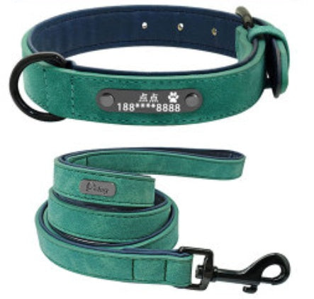 HKM-4436285 Custom Microfiber Leather Dog Tag Identity Card with Adjustable Collar and Double D Buckle