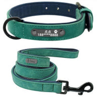 HKM-4436285 Custom Microfiber Leather Dog Tag Identity Card with Adjustable Collar and Double D Buckle