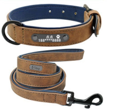 HKM-4436285 Custom Microfiber Leather Dog Tag Identity Card with Adjustable Collar and Double D Buckle