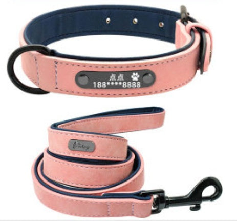 HKM-4436285 Custom Microfiber Leather Dog Tag Identity Card with Adjustable Collar and Double D Buckle