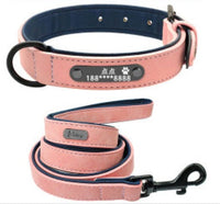 HKM-4436285 Custom Microfiber Leather Dog Tag Identity Card with Adjustable Collar and Double D Buckle