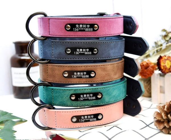 HKM-4436285 Custom Microfiber Leather Dog Tag Identity Card with Adjustable Collar and Double D Buckle