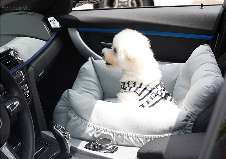 HKM-4436669 Light Blue, Pink, Gray Vehicle Kennel - Removable & Washable Pet Car Safety Seat, Medium & Large Sizes