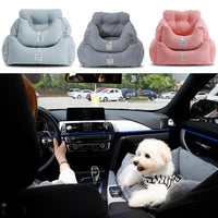 HKM-4436669 Light Blue, Pink, Gray Vehicle Kennel - Removable & Washable Pet Car Safety Seat, Medium & Large Sizes