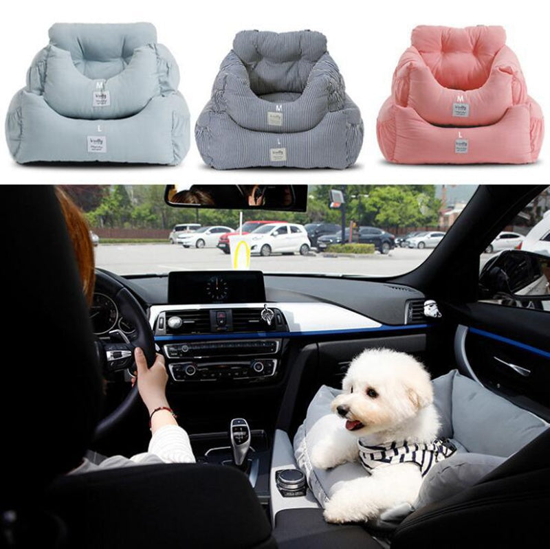 HKM-4436669 Light Blue, Pink, Gray Vehicle Kennel - Removable & Washable Pet Car Safety Seat, Medium & Large Sizes