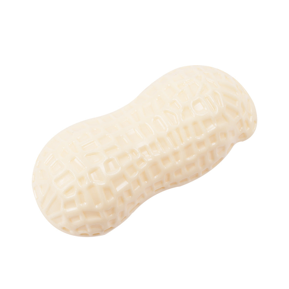 HKM-4437693 Durable Peanut Squeaky Chew Toy for Small to Medium Dogs and Puppies - Eco-Friendly Rubber with Tooth Cleaning Features