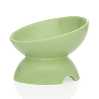HKM-443923 Ceramic Cat Feeding Bowl with Oblique Design for Comfortable Eating and Drinking