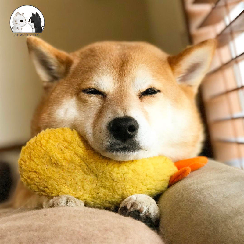 HKM-4439869 Cute Fried Shrimp Tempura Dog Chew Toy with Squeaker for Puppies
